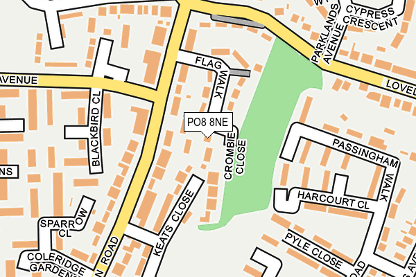 PO8 8NE map - OS OpenMap – Local (Ordnance Survey) PO8 8NE map - OS OpenMap – Local (Ordnance Survey)