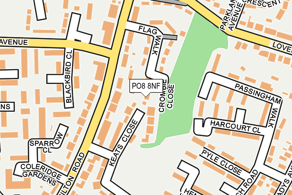 PO8 8NF map - OS OpenMap – Local (Ordnance Survey) PO8 8NF map - OS OpenMap – Local (Ordnance Survey)
