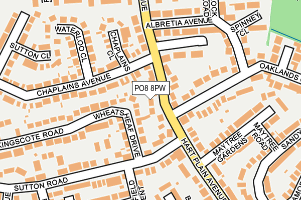 PO8 8PW map - OS OpenMap – Local (Ordnance Survey) PO8 8PW map - OS OpenMap – Local (Ordnance Survey)