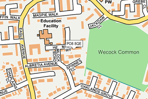PO8 8QE map - OS OpenMap – Local (Ordnance Survey) PO8 8QE map - OS OpenMap – Local (Ordnance Survey)