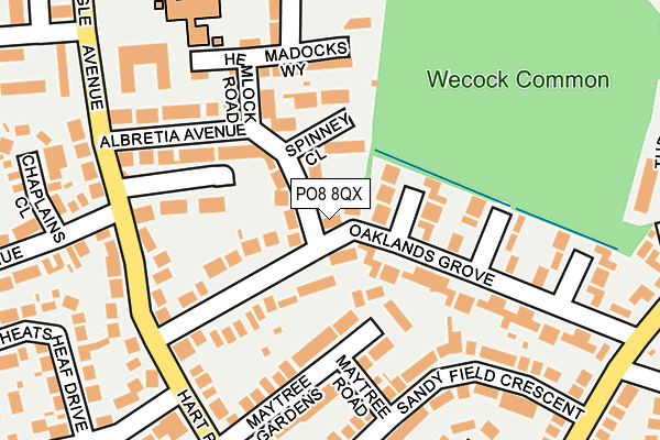 PO8 8QX map - OS OpenMap – Local (Ordnance Survey) PO8 8QX map - OS OpenMap – Local (Ordnance Survey)