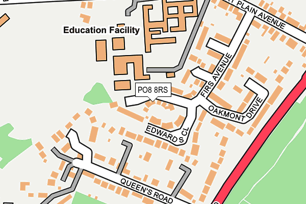 PO8 8RS map - OS OpenMap – Local (Ordnance Survey) PO8 8RS map - OS OpenMap – Local (Ordnance Survey)