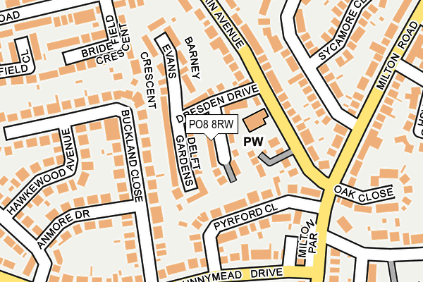 PO8 8RW map - OS OpenMap – Local (Ordnance Survey) PO8 8RW map - OS OpenMap – Local (Ordnance Survey)