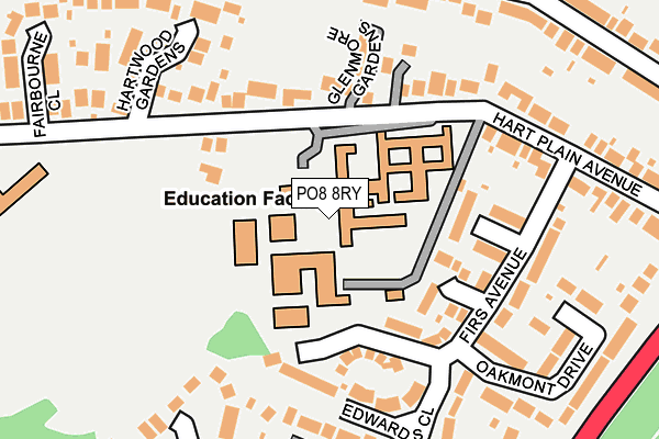 PO8 8RY map - OS OpenMap – Local (Ordnance Survey)