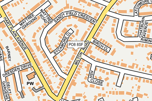 PO8 8SF map - OS OpenMap – Local (Ordnance Survey) PO8 8SF map - OS OpenMap – Local (Ordnance Survey)