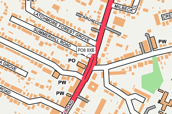 PO8 8XB map - OS OpenMap – Local (Ordnance Survey) PO8 8XB map - OS OpenMap – Local (Ordnance Survey)