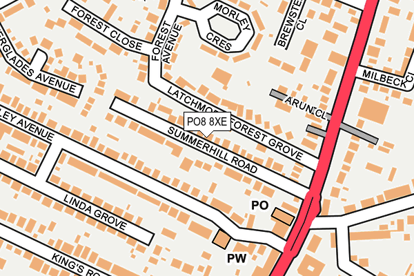 PO8 8XE map - OS OpenMap – Local (Ordnance Survey) PO8 8XE map - OS OpenMap – Local (Ordnance Survey)
