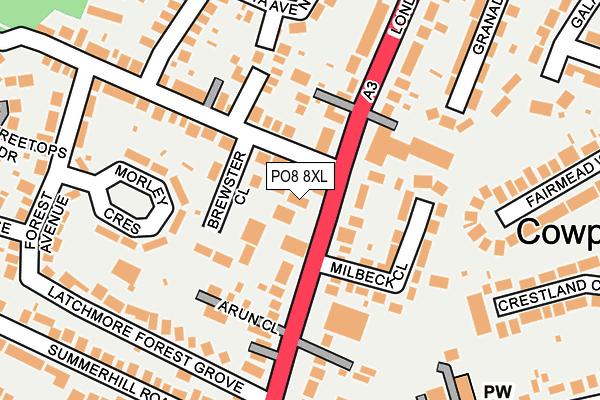 PO8 8XL map - OS OpenMap – Local (Ordnance Survey) PO8 8XL map - OS OpenMap – Local (Ordnance Survey)