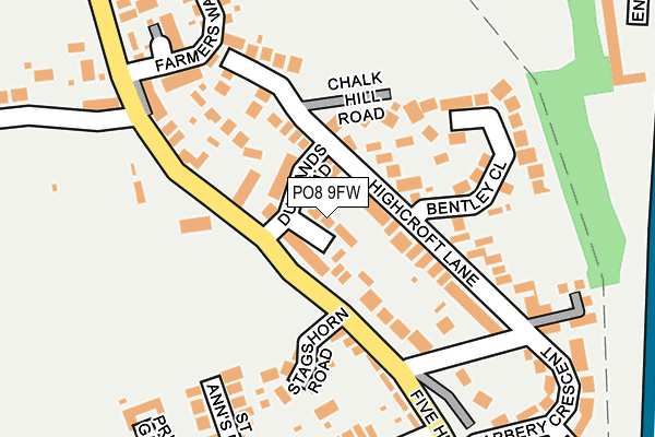 PO8 9FW map - OS OpenMap – Local (Ordnance Survey) PO8 9FW map - OS OpenMap – Local (Ordnance Survey)