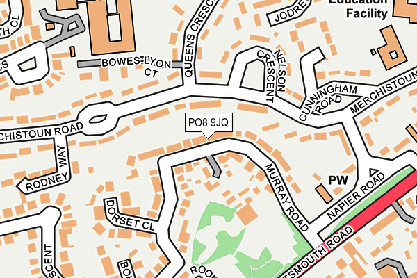 PO8 9JQ map - OS OpenMap – Local (Ordnance Survey) PO8 9JQ map - OS OpenMap – Local (Ordnance Survey)