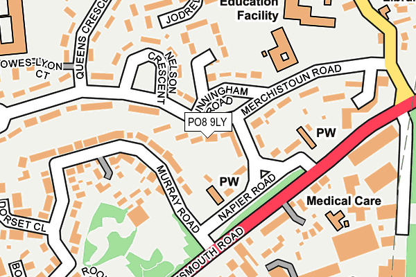 PO8 9LY map - OS OpenMap – Local (Ordnance Survey) PO8 9LY map - OS OpenMap – Local (Ordnance Survey)