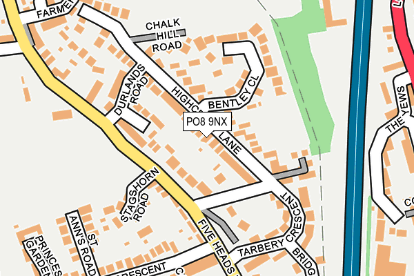 PO8 9NX map - OS OpenMap – Local (Ordnance Survey)