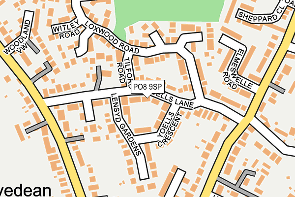 PO8 9SP map - OS OpenMap – Local (Ordnance Survey) PO8 9SP map - OS OpenMap – Local (Ordnance Survey)