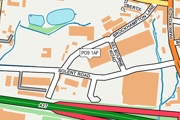 PO9 1AF map - OS OpenMap – Local (Ordnance Survey) PO9 1AF map - OS OpenMap – Local (Ordnance Survey)