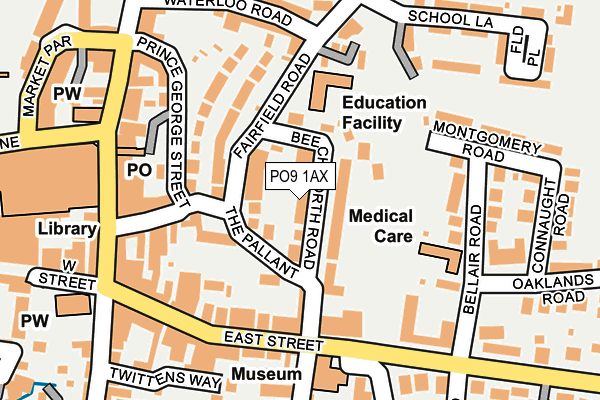 PO9 1AX map - OS OpenMap – Local (Ordnance Survey) PO9 1AX map - OS OpenMap – Local (Ordnance Survey)