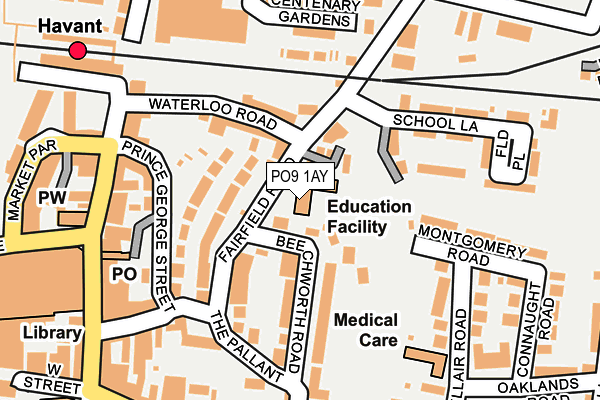 PO9 1AY map - OS OpenMap – Local (Ordnance Survey) PO9 1AY map - OS OpenMap – Local (Ordnance Survey)