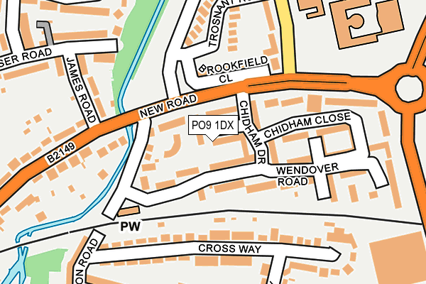 PO9 1DX map - OS OpenMap – Local (Ordnance Survey) PO9 1DX map - OS OpenMap – Local (Ordnance Survey)