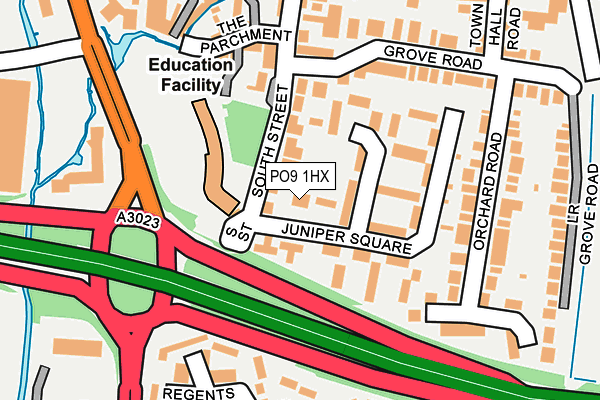 PO9 1HX map - OS OpenMap – Local (Ordnance Survey) PO9 1HX map - OS OpenMap – Local (Ordnance Survey)