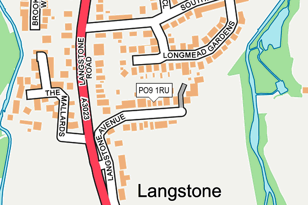 PO9 1RU map - OS OpenMap – Local (Ordnance Survey)