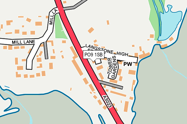 PO9 1SB map - OS OpenMap – Local (Ordnance Survey) PO9 1SB map - OS OpenMap – Local (Ordnance Survey)