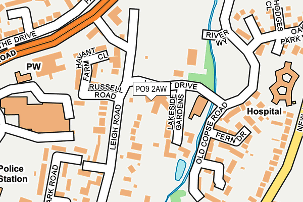 PO9 2AW map - OS OpenMap – Local (Ordnance Survey) PO9 2AW map - OS OpenMap – Local (Ordnance Survey)
