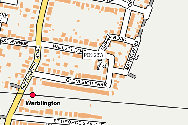 PO9 2BW map - OS OpenMap – Local (Ordnance Survey) PO9 2BW map - OS OpenMap – Local (Ordnance Survey)