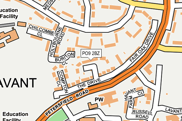 PO9 2BZ map - OS OpenMap – Local (Ordnance Survey) PO9 2BZ map - OS OpenMap – Local (Ordnance Survey)