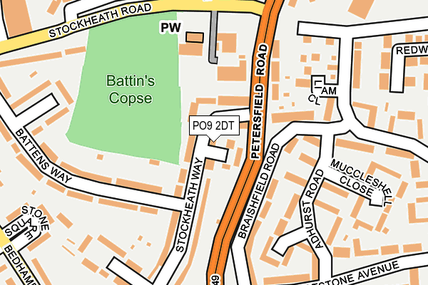 PO9 2DT map - OS OpenMap – Local (Ordnance Survey) PO9 2DT map - OS OpenMap – Local (Ordnance Survey)
