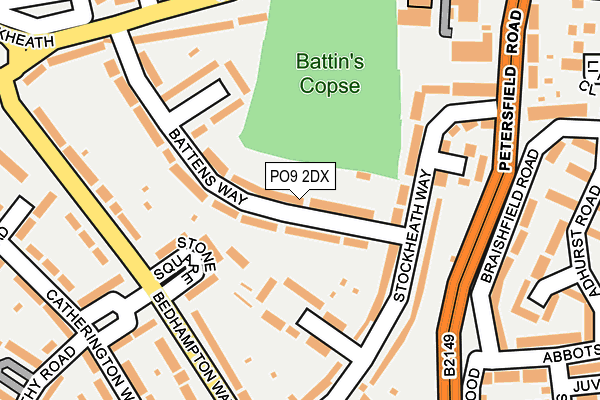 PO9 2DX map - OS OpenMap – Local (Ordnance Survey) PO9 2DX map - OS OpenMap – Local (Ordnance Survey)