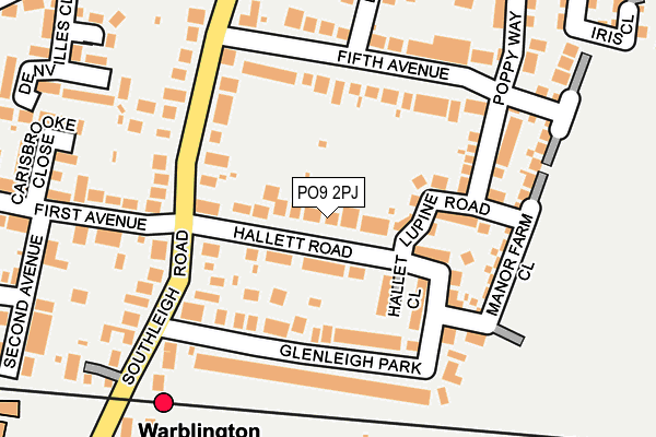 PO9 2PJ map - OS OpenMap – Local (Ordnance Survey)