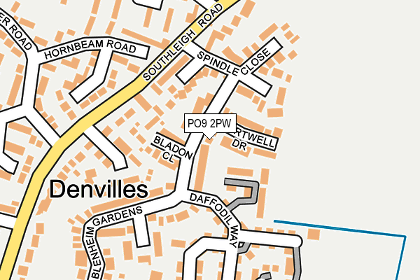 PO9 2PW map - OS OpenMap – Local (Ordnance Survey) PO9 2PW map - OS OpenMap – Local (Ordnance Survey)