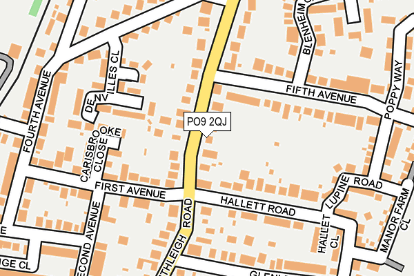 PO9 2QJ map - OS OpenMap – Local (Ordnance Survey) PO9 2QJ map - OS OpenMap – Local (Ordnance Survey)