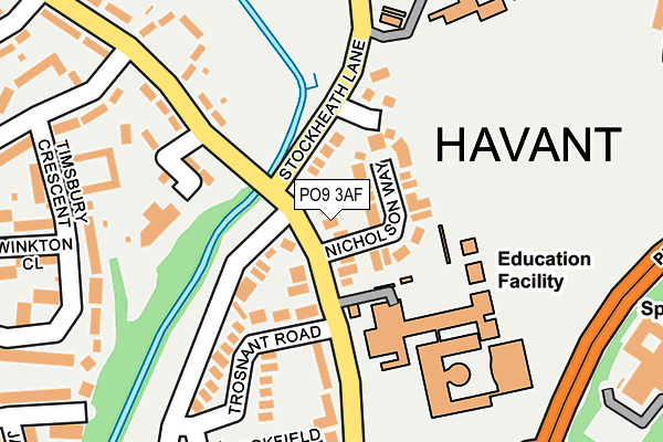 PO9 3AF map - OS OpenMap – Local (Ordnance Survey) PO9 3AF map - OS OpenMap – Local (Ordnance Survey)