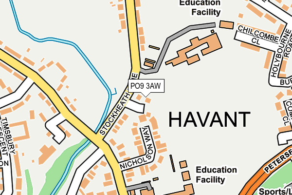 PO9 3AW map - OS OpenMap – Local (Ordnance Survey) PO9 3AW map - OS OpenMap – Local (Ordnance Survey)