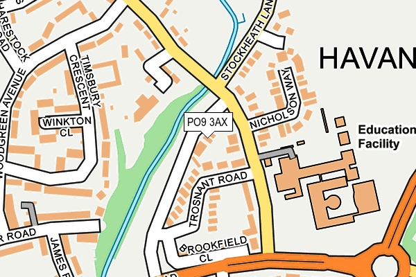 PO9 3AX map - OS OpenMap – Local (Ordnance Survey)