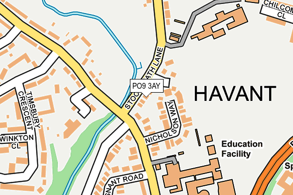 PO9 3AY map - OS OpenMap – Local (Ordnance Survey) PO9 3AY map - OS OpenMap – Local (Ordnance Survey)