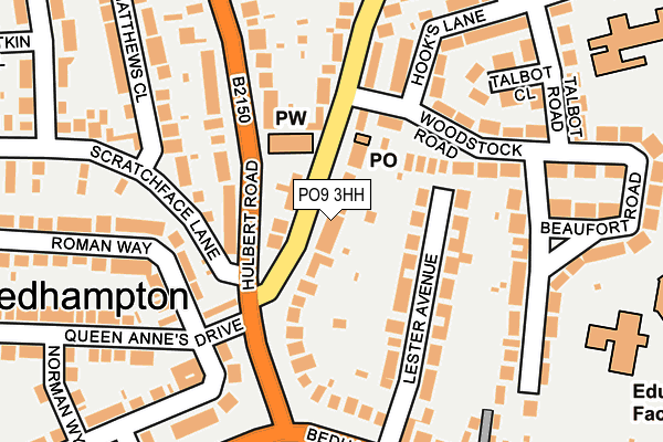 PO9 3HH map - OS OpenMap – Local (Ordnance Survey)