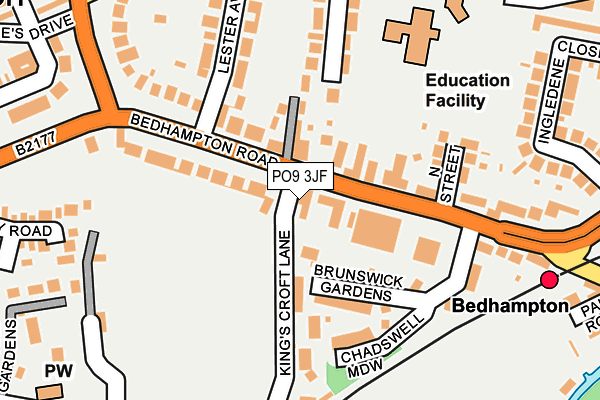 PO9 3JF map - OS OpenMap – Local (Ordnance Survey) PO9 3JF map - OS OpenMap – Local (Ordnance Survey)