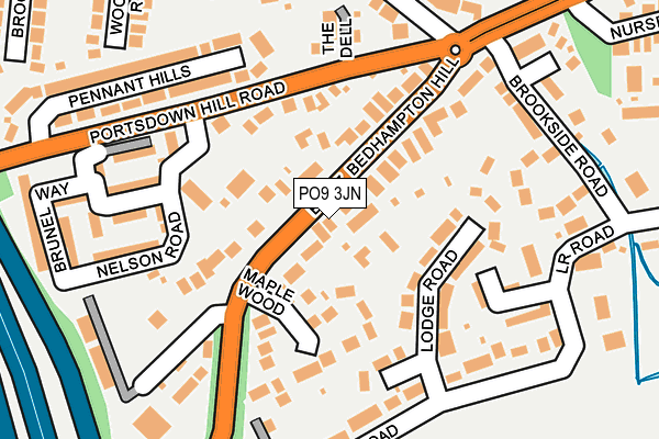 PO9 3JN map - OS OpenMap – Local (Ordnance Survey) PO9 3JN map - OS OpenMap – Local (Ordnance Survey)