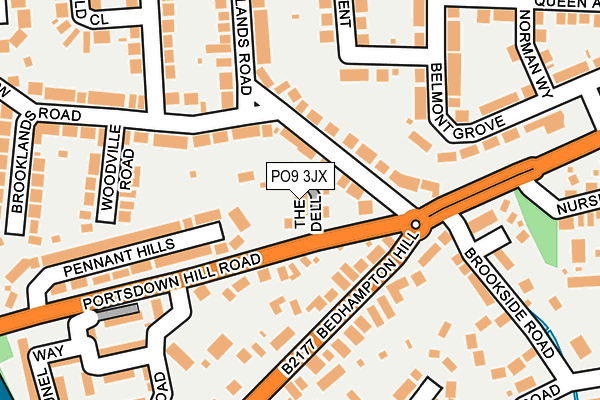 PO9 3JX map - OS OpenMap – Local (Ordnance Survey) PO9 3JX map - OS OpenMap – Local (Ordnance Survey)