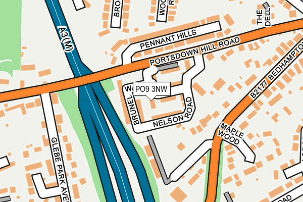 PO9 3NW map - OS OpenMap – Local (Ordnance Survey) PO9 3NW map - OS OpenMap – Local (Ordnance Survey)