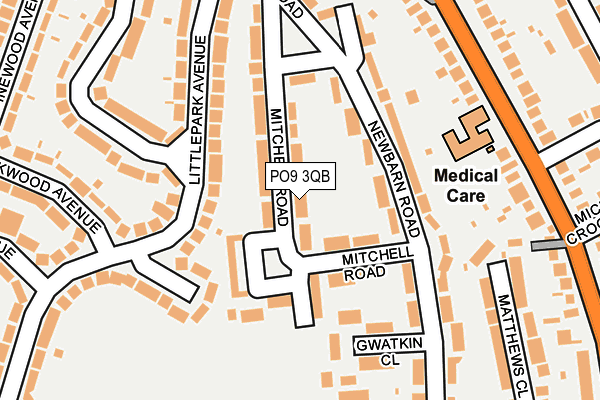PO9 3QB map - OS OpenMap – Local (Ordnance Survey)