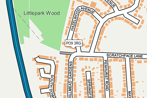PO9 3RG map - OS OpenMap – Local (Ordnance Survey)