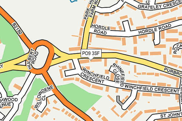 PO9 3SF map - OS OpenMap – Local (Ordnance Survey) PO9 3SF map - OS OpenMap – Local (Ordnance Survey)