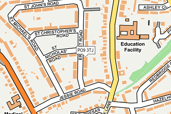 PO9 3TJ map - OS OpenMap – Local (Ordnance Survey)