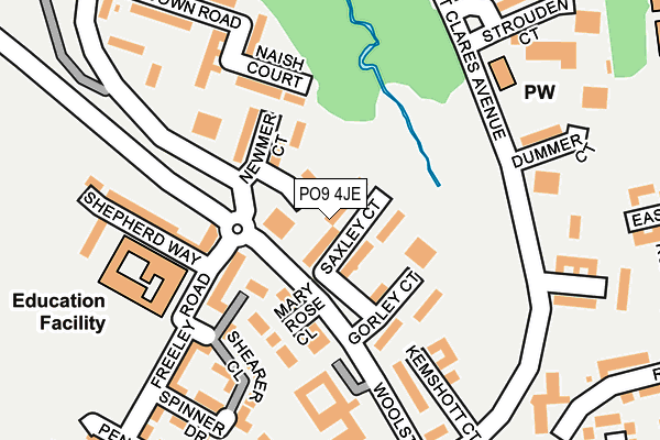 PO9 4JE map - OS OpenMap – Local (Ordnance Survey)