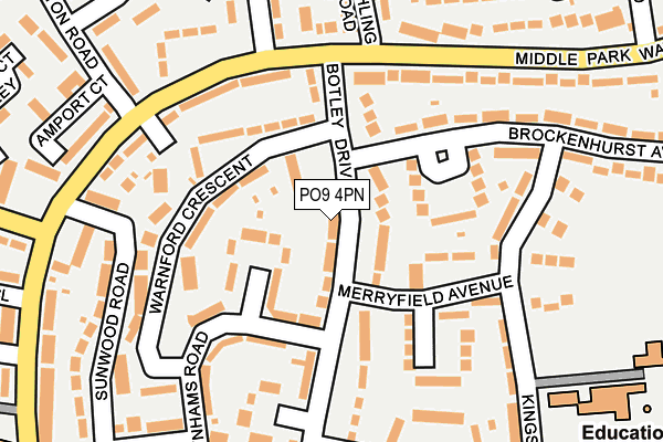PO9 4PN map - OS OpenMap – Local (Ordnance Survey) PO9 4PN map - OS OpenMap – Local (Ordnance Survey)