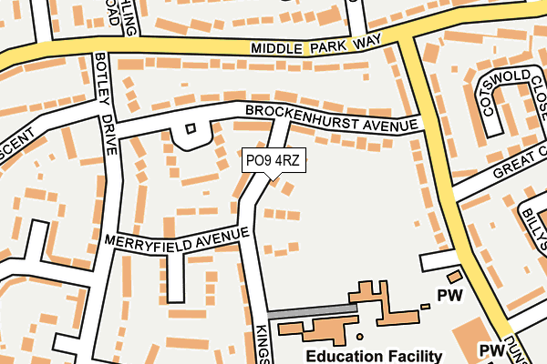 PO9 4RZ map - OS OpenMap – Local (Ordnance Survey) PO9 4RZ map - OS OpenMap – Local (Ordnance Survey)