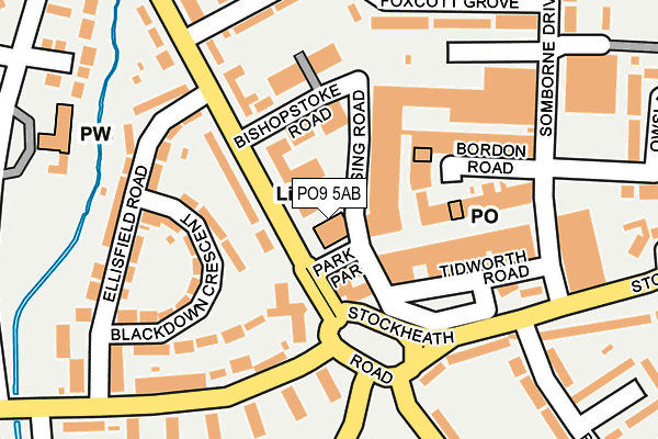 PO9 5AB map - OS OpenMap – Local (Ordnance Survey) PO9 5AB map - OS OpenMap – Local (Ordnance Survey)