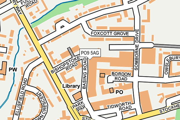 PO9 5AG map - OS OpenMap – Local (Ordnance Survey) PO9 5AG map - OS OpenMap – Local (Ordnance Survey)